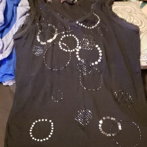 Cute black embellished tank top
